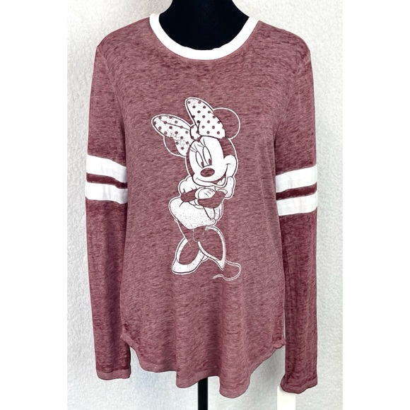 Disney Tops - (NWT) DISNEY • Maroon/White Minnie Mouse Long Sleeve Casual Shirt, M